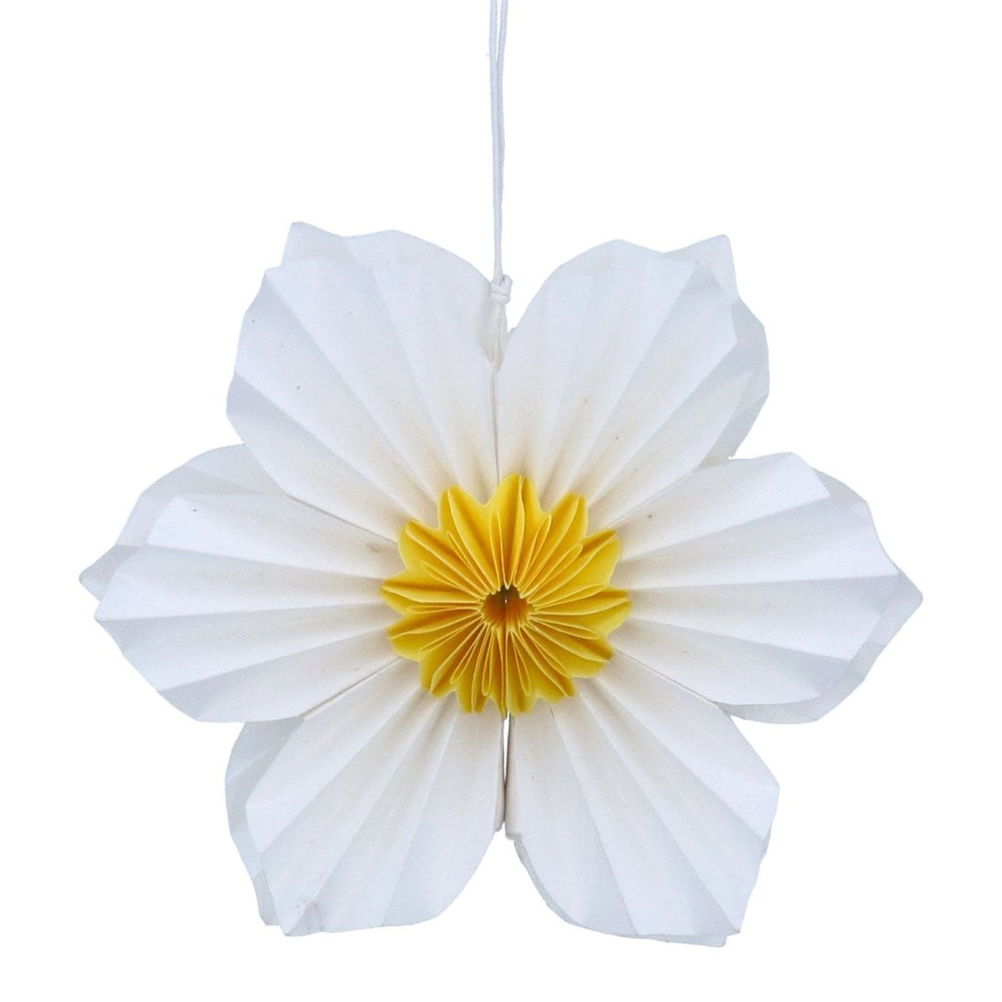 White Six Petal Paper Flower Decoration - Medium - RUTHERFORD & Co
