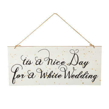 White Wedding Hanging Sign - RUTHERFORD & Co