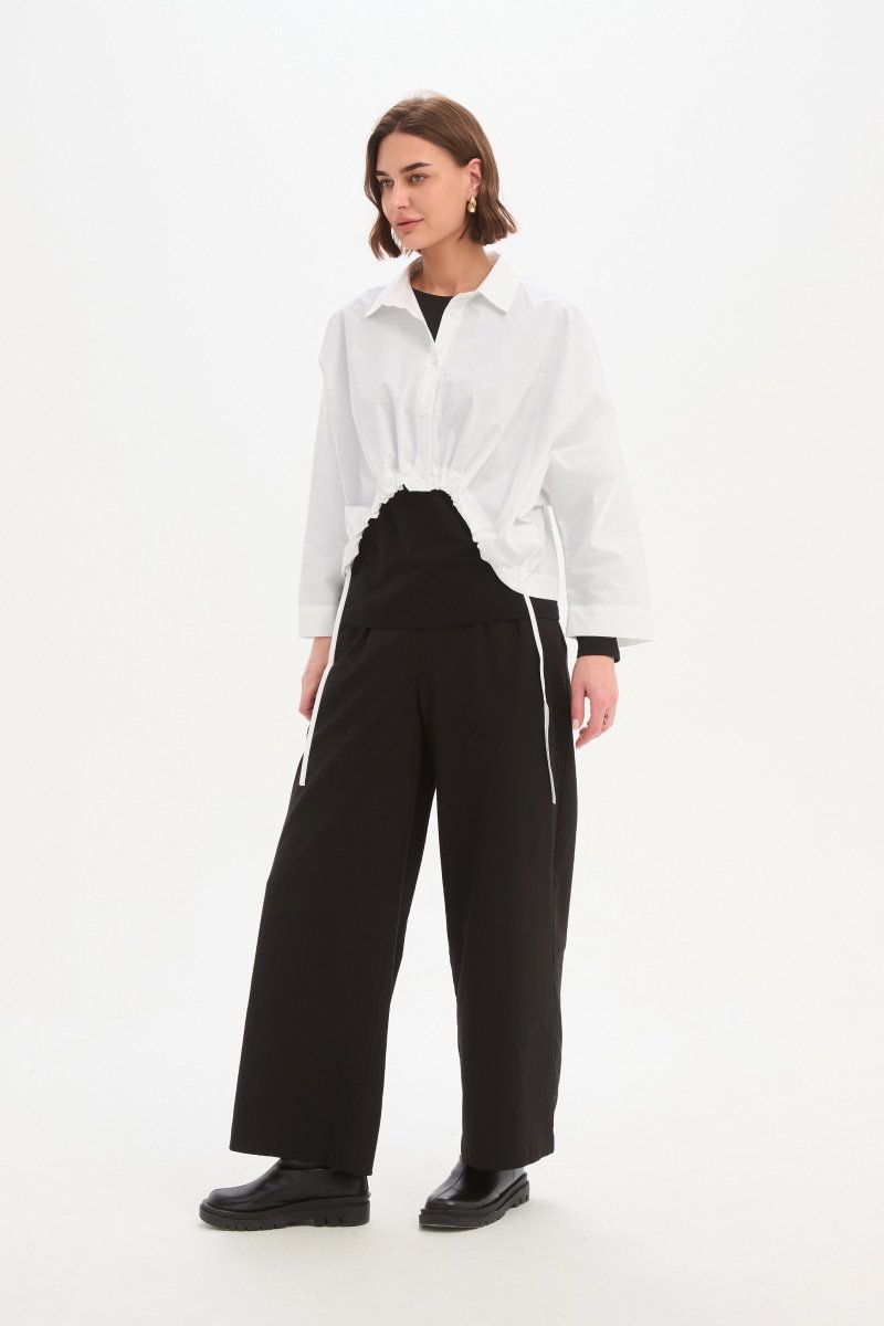 Wide Crop Poplin Overshirt White - RUTHERFORD & Co