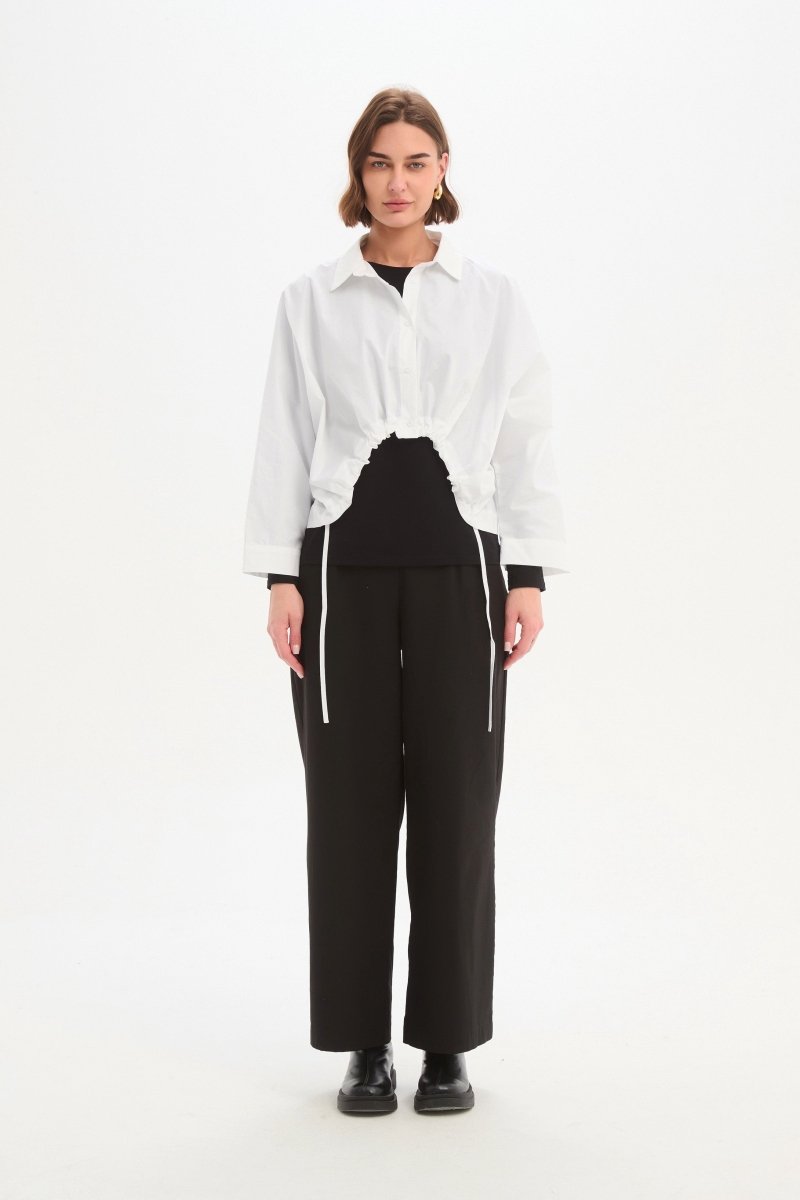 Wide Crop Poplin Overshirt White - RUTHERFORD & Co