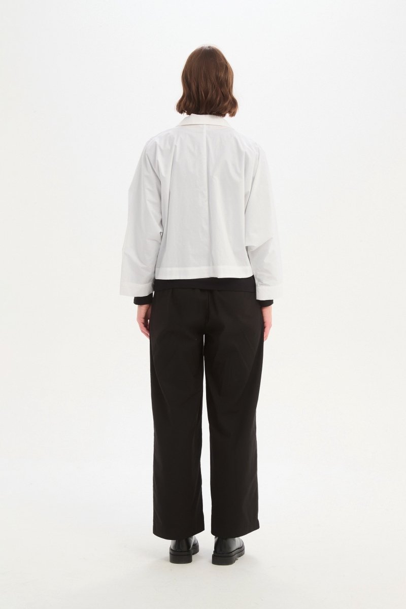 Wide Crop Poplin Overshirt White - RUTHERFORD & Co