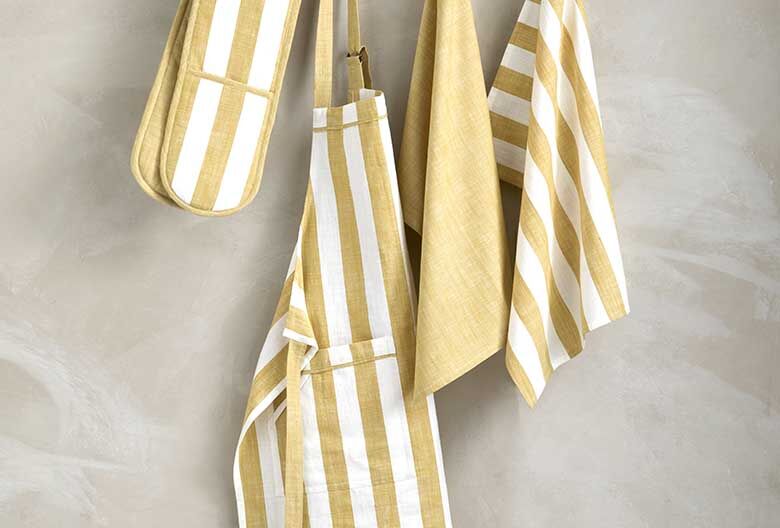 Wide stripe apron honeydew - RUTHERFORD & Co