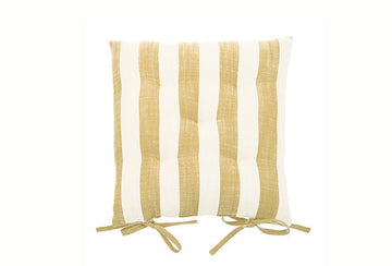 Wide stripe seat pad with ties honeydew - RUTHERFORD & Co