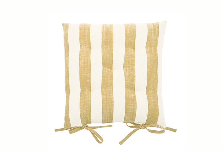 Wide stripe seat pad with ties honeydew - RUTHERFORD & Co