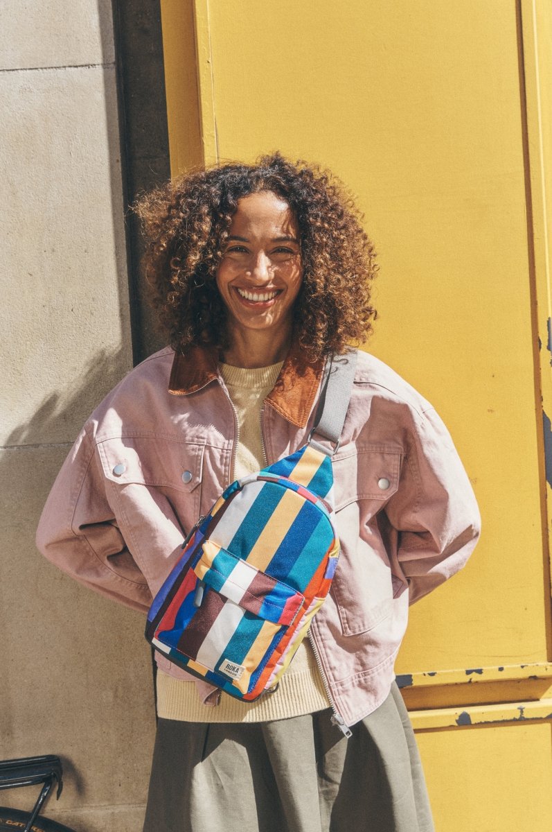 Willesden Sling Bag in Wide Multi Stripe - RUTHERFORD & Co