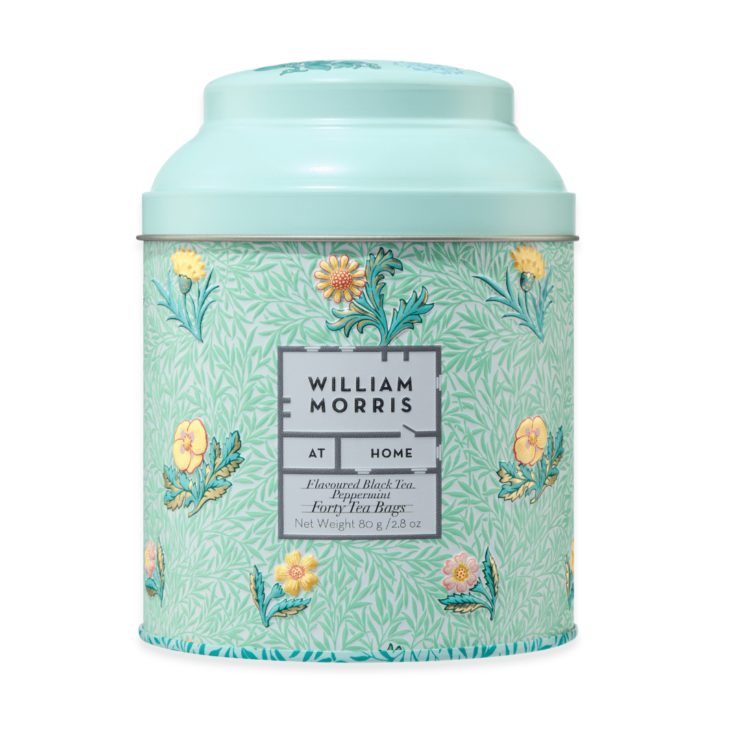 William Morris At Home Flavoured Black Tea Peppermint, Tin of 40x Tea - RUTHERFORD & Co