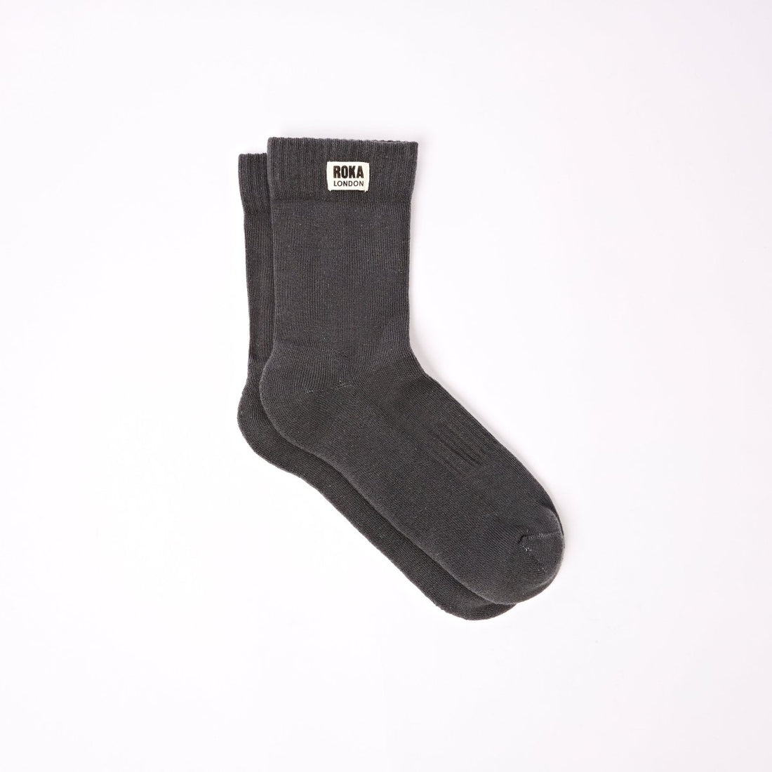 Wimbledon Crew Socks for Men in Faded Black - RUTHERFORD & Co