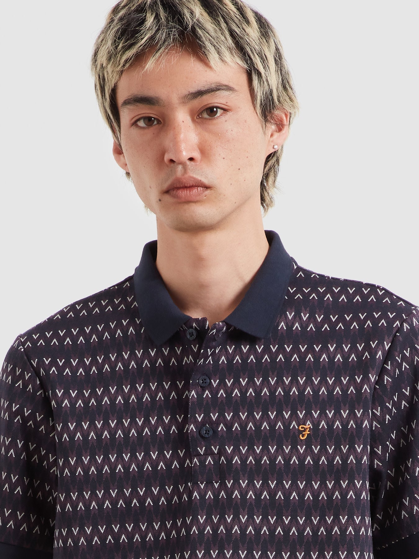 Galen Jacquard Polo Shirt In True Navy