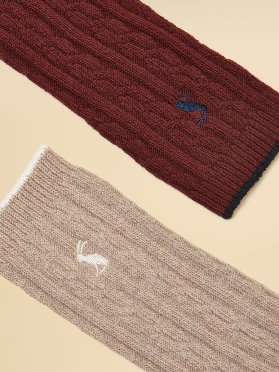 Women's Cable Knit Oat & Berry Socks 2 Pack (Size 4–8) - RUTHERFORD & Co