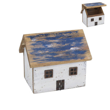 Wood Ornament 14cm - Blue Rustic Cottage Keepsake Box - RUTHERFORD & Co