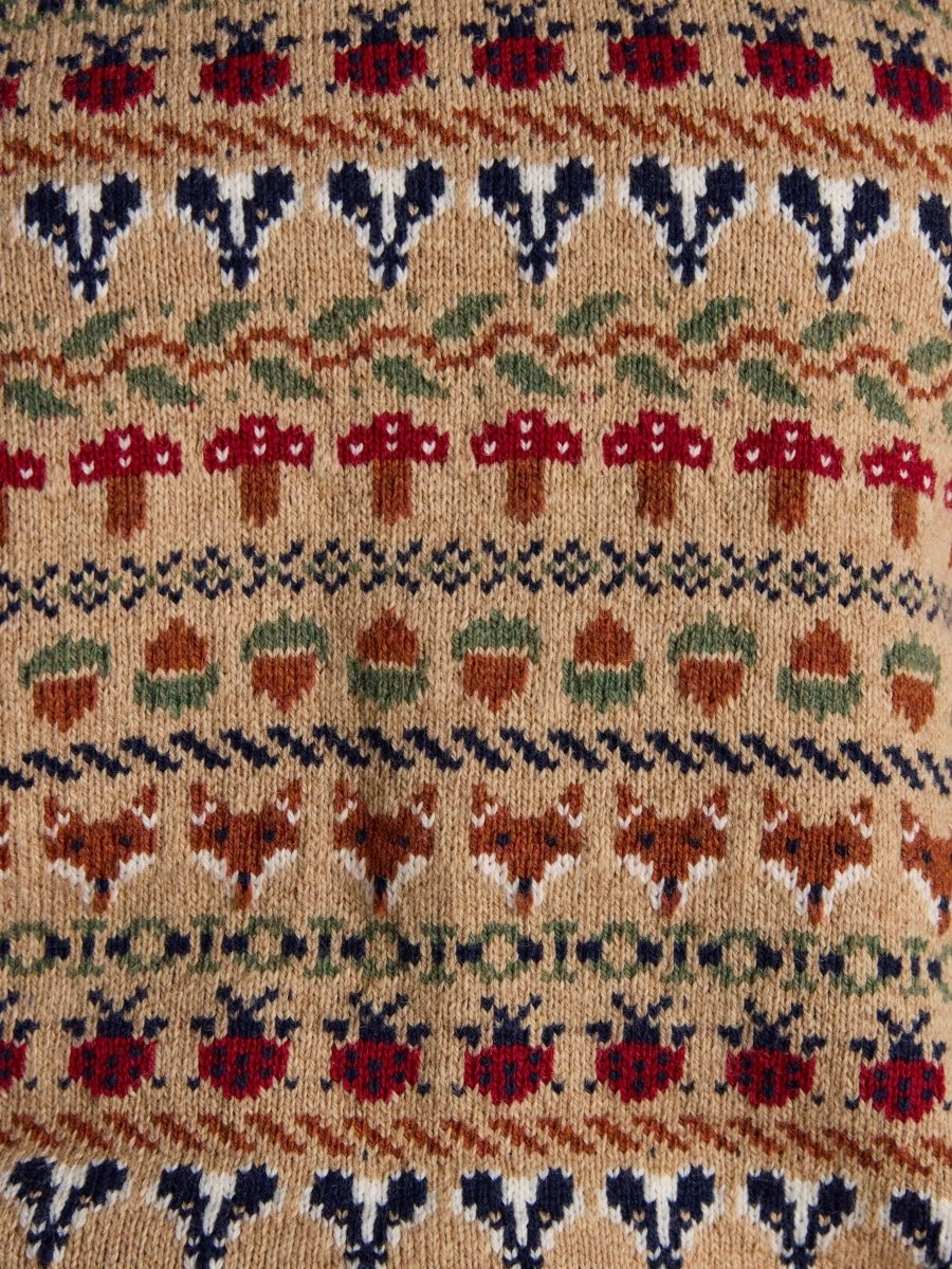 Woodland Oatmeal Intarsia Crew Neck Knitted Vest - RUTHERFORD & Co