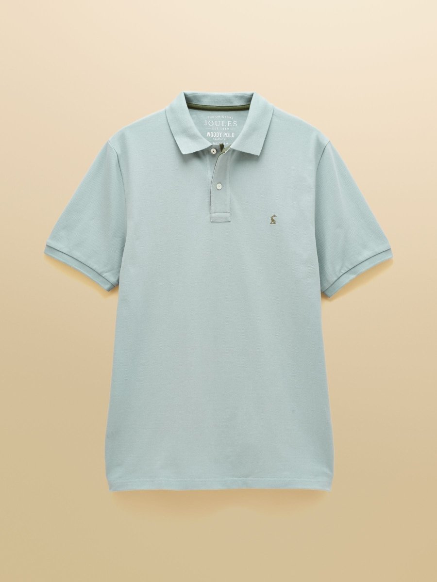 Woody Blue/Grey Cotton Pique Polo Shirt - RUTHERFORD & Co