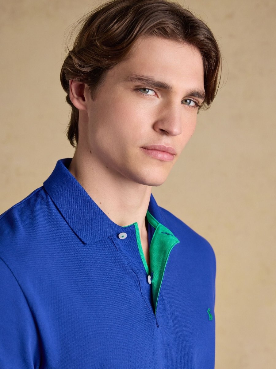 Woody Bright Blue Cotton Pique Polo Shirt - RUTHERFORD & Co