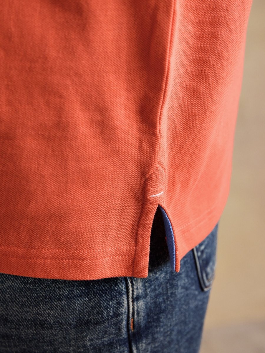 Woody Bright Orange Cotton Pique Polo Shirt - RUTHERFORD & Co