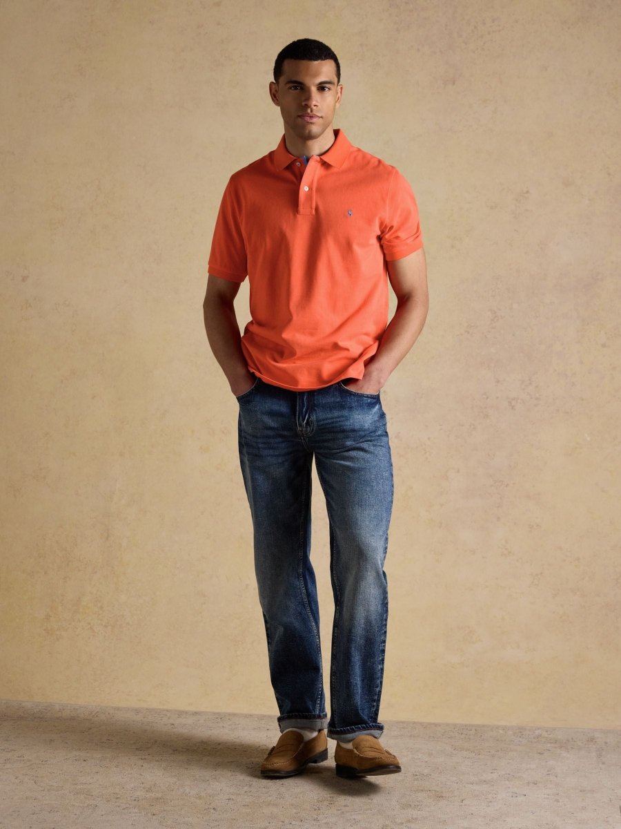 Woody Bright Orange Cotton Pique Polo Shirt - RUTHERFORD & Co