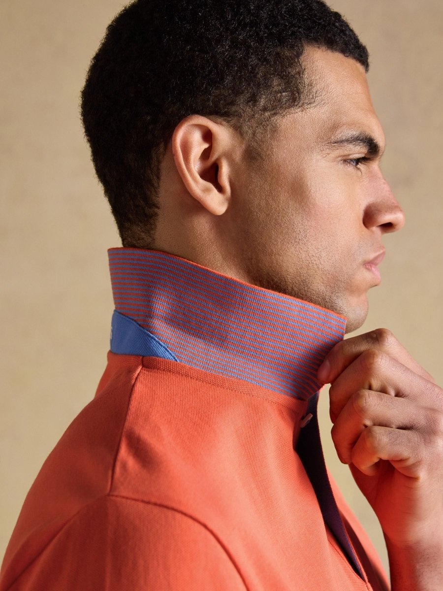Woody Bright Orange Cotton Pique Polo Shirt - RUTHERFORD & Co