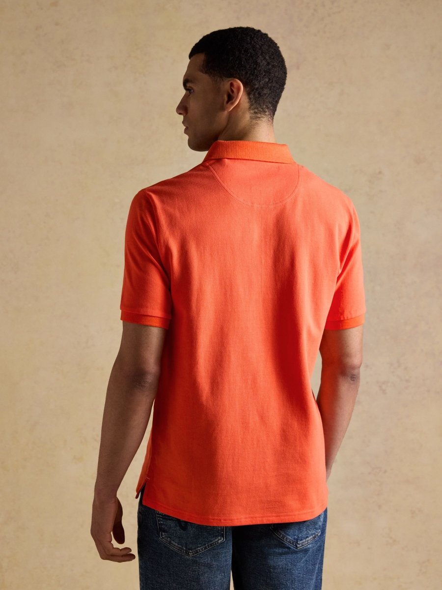 Woody Bright Orange Cotton Pique Polo Shirt - RUTHERFORD & Co