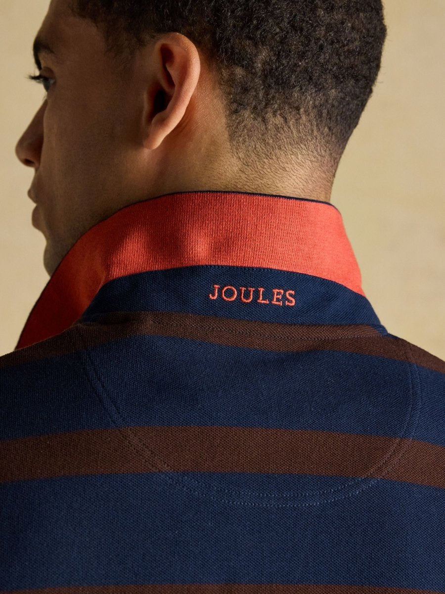 Woody Brown/Navy Cotton Pique Polo Shirt - RUTHERFORD & Co