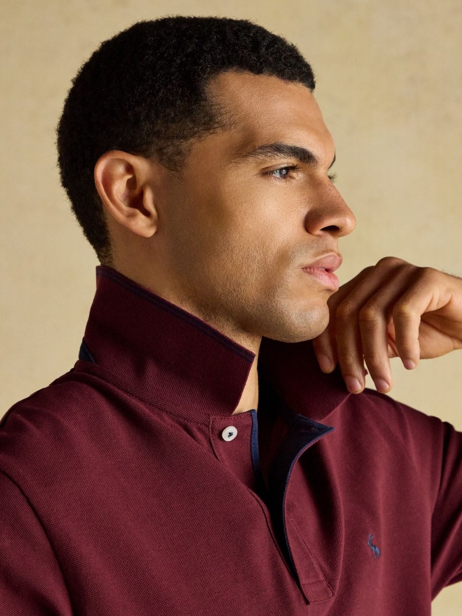 Woody Burgundy Cotton Pique Polo Shirt - RUTHERFORD & Co