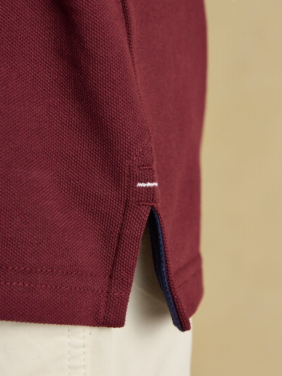 Woody Burgundy Cotton Pique Polo Shirt - RUTHERFORD & Co