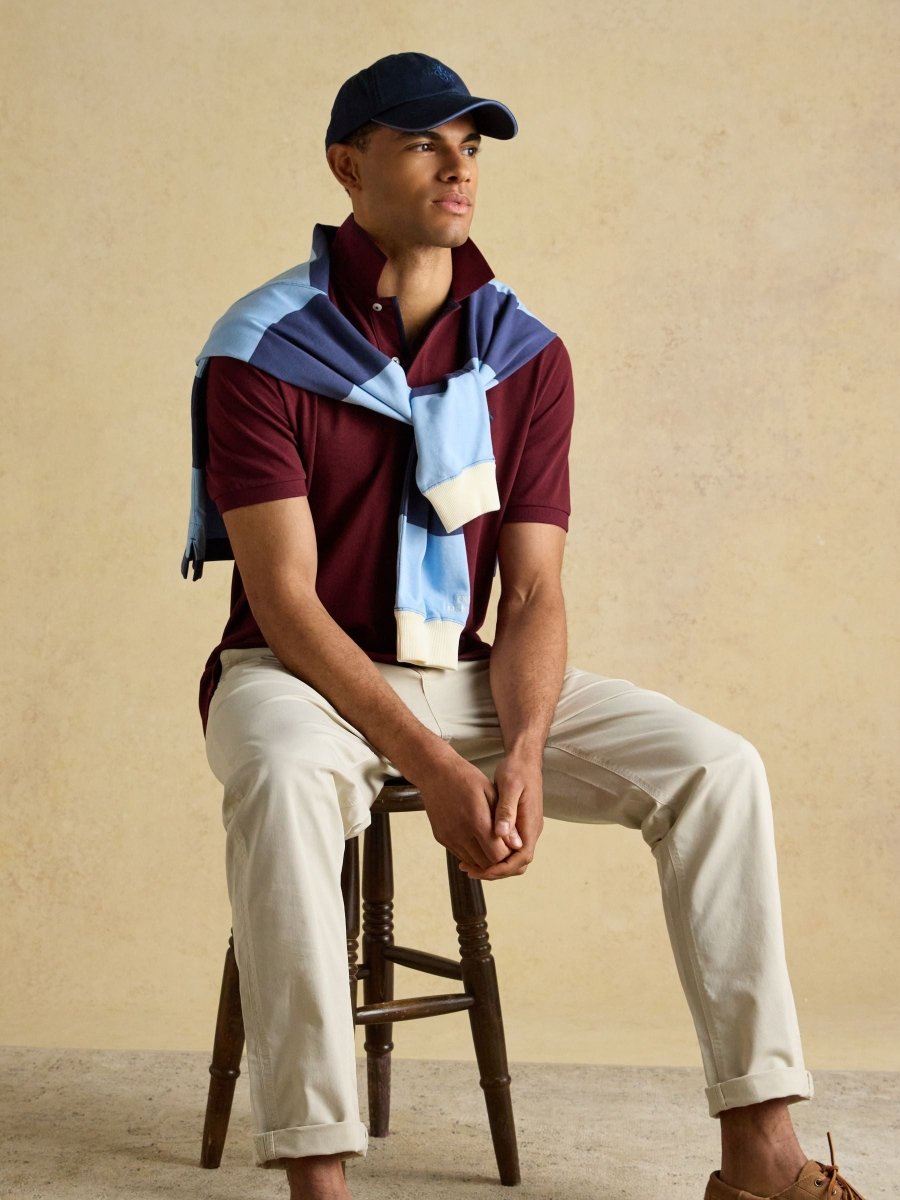 Woody Burgundy Cotton Pique Polo Shirt - RUTHERFORD & Co
