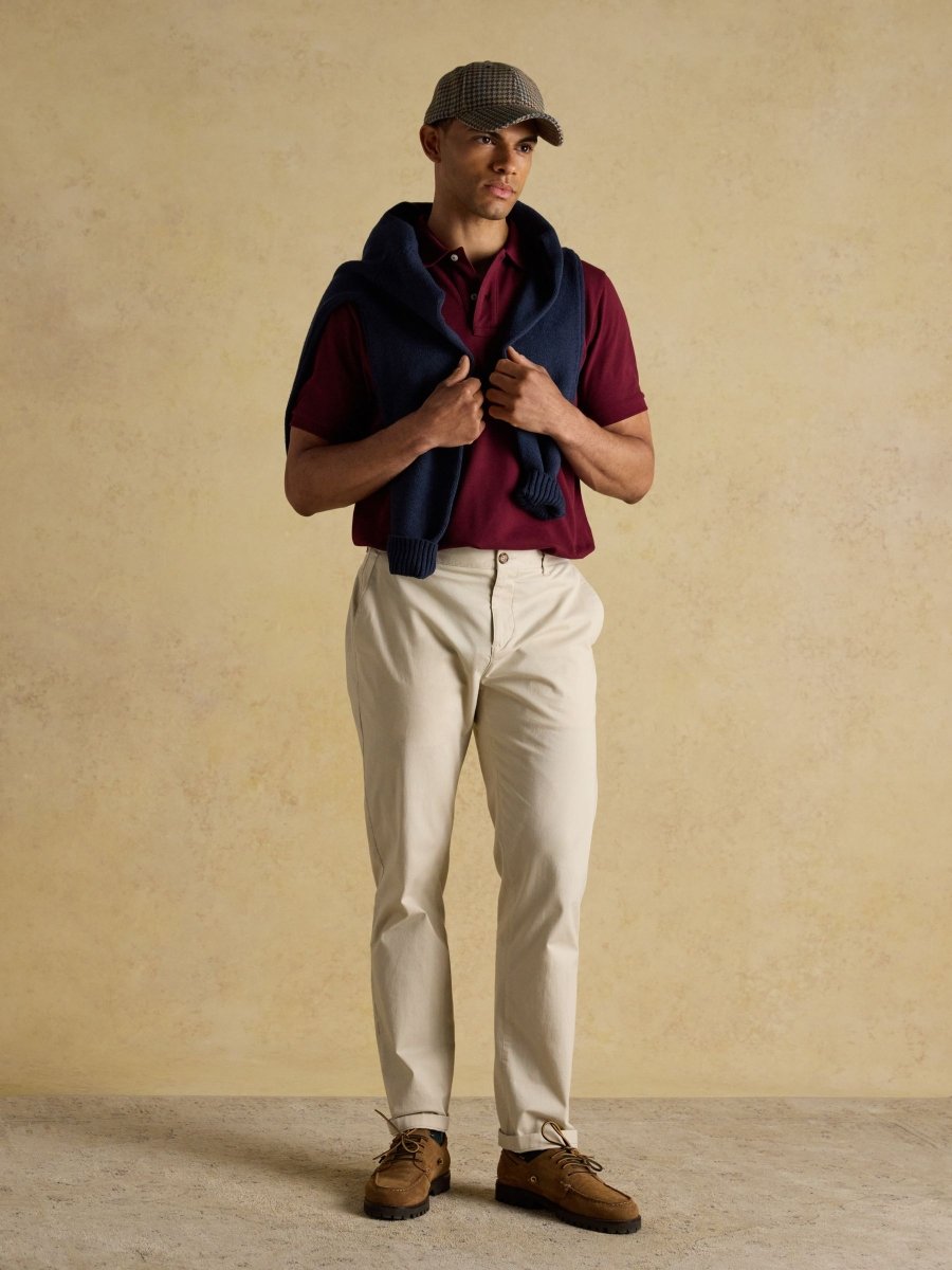 Woody Burgundy Red Cotton Pique Polo Shirt - RUTHERFORD & Co
