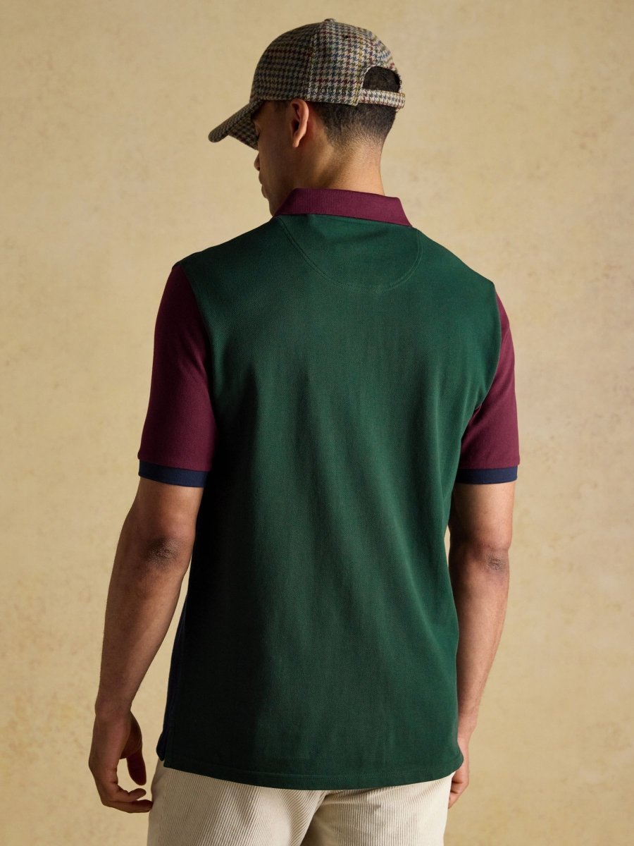 Woody Green/Navy Cotton Pique Polo Shirt - RUTHERFORD & Co
