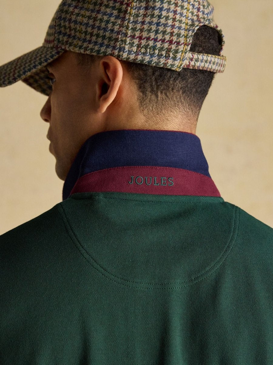 Woody Green/Navy Cotton Pique Polo Shirt - RUTHERFORD & Co