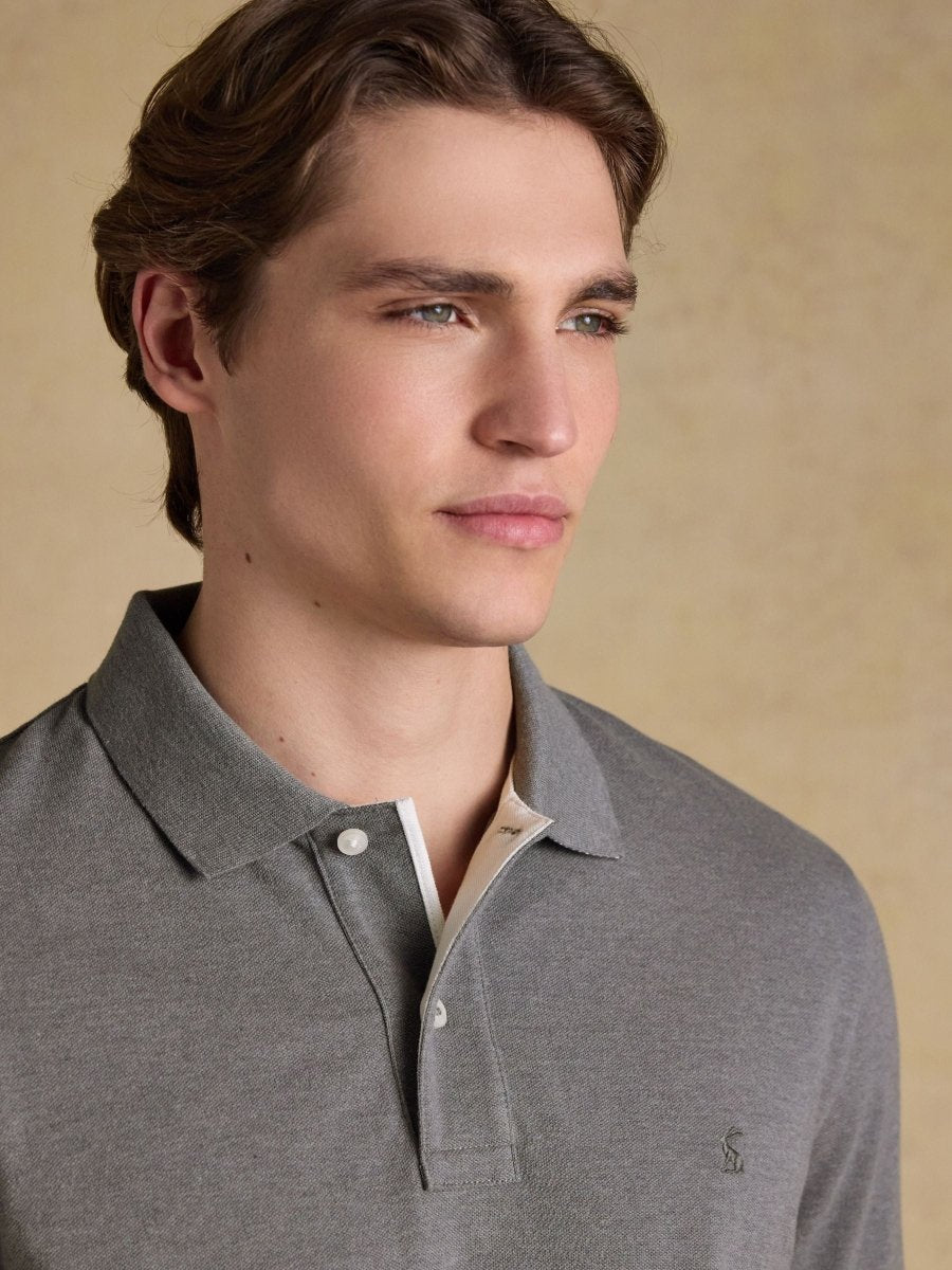 Woody Grey Cotton Pique Polo Shirt - RUTHERFORD & Co