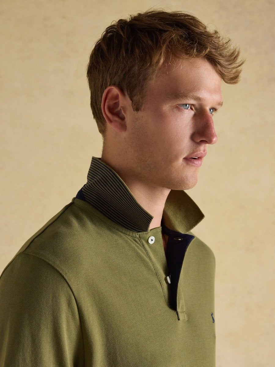 Woody Khaki Green Cotton Pique Polo Shirt - RUTHERFORD & Co