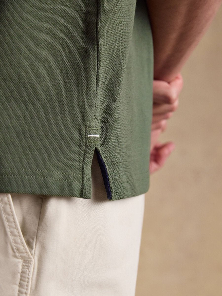 Woody Khaki Green Cotton Pique Polo Shirt - RUTHERFORD & Co