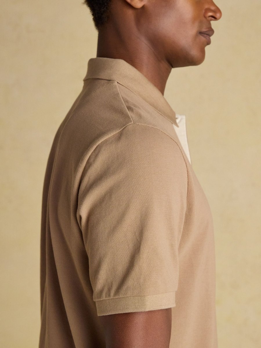 Woody Light Brown Cotton Pique Polo Shirt - RUTHERFORD & Co
