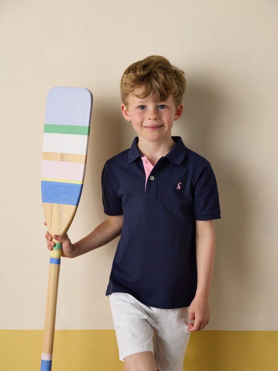 Woody Navy Cotton Pique Polo Shirt - RUTHERFORD & Co