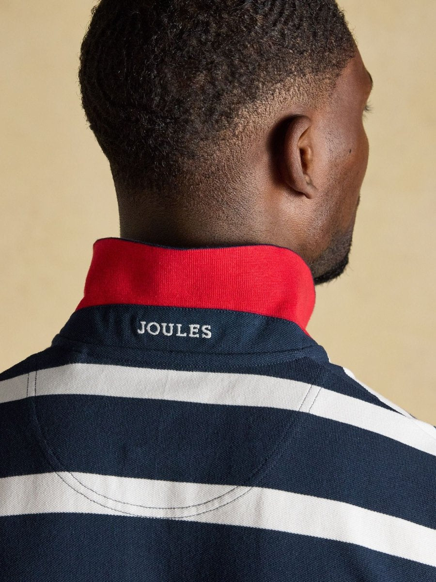 Woody Navy Striped Cotton Pique Polo Shirt - RUTHERFORD & Co