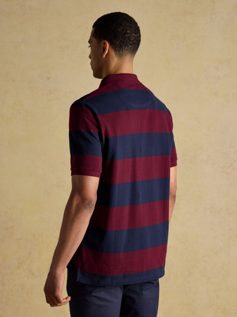 Woody Navy/Burgundy Cotton Pique Polo Shirt - RUTHERFORD & Co