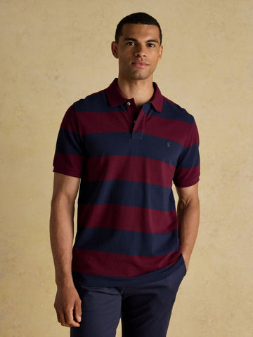 Woody Navy/Burgundy Cotton Pique Polo Shirt - RUTHERFORD & Co