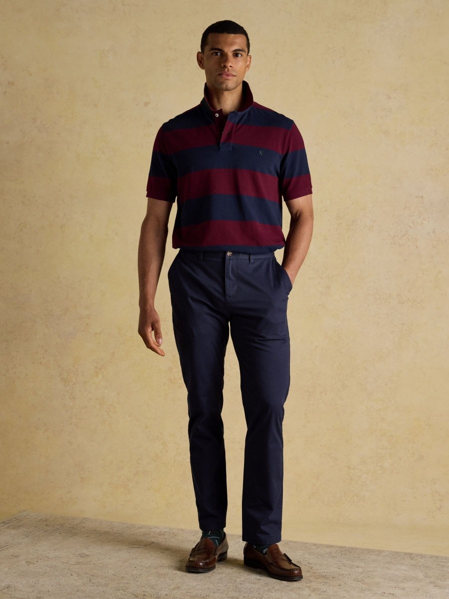 Woody Navy/Burgundy Cotton Pique Polo Shirt - RUTHERFORD & Co