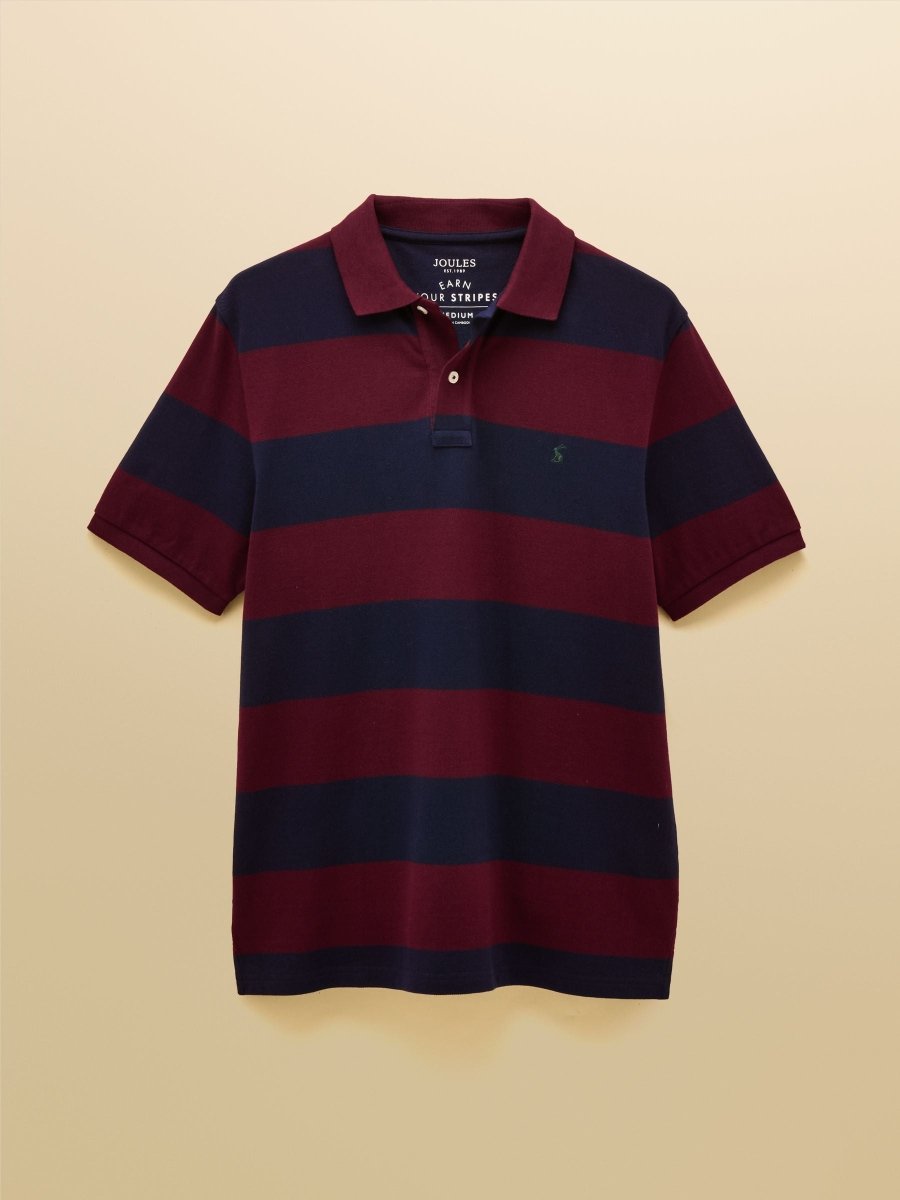 Woody Navy/Burgundy Cotton Pique Polo Shirt - RUTHERFORD & Co
