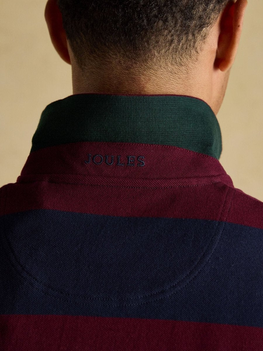 Woody Navy/Burgundy Cotton Pique Polo Shirt - RUTHERFORD & Co