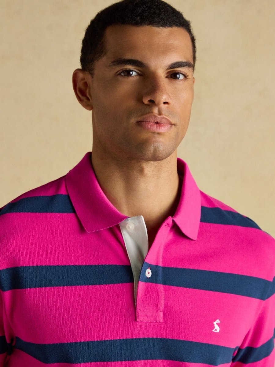 Woody Pink & Blue Striped Cotton Pique Polo Shirt - RUTHERFORD & Co