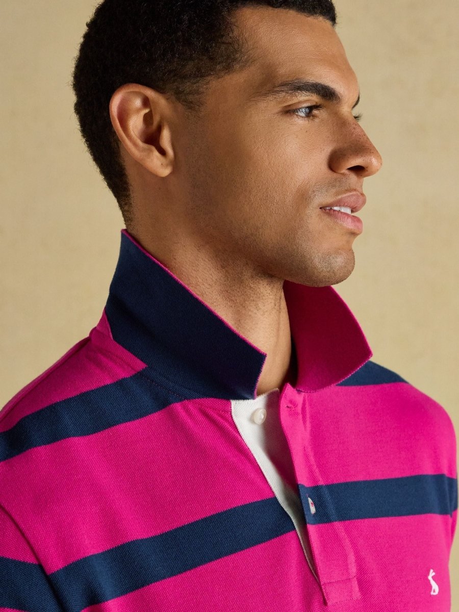 Woody Pink & Blue Striped Cotton Pique Polo Shirt - RUTHERFORD & Co