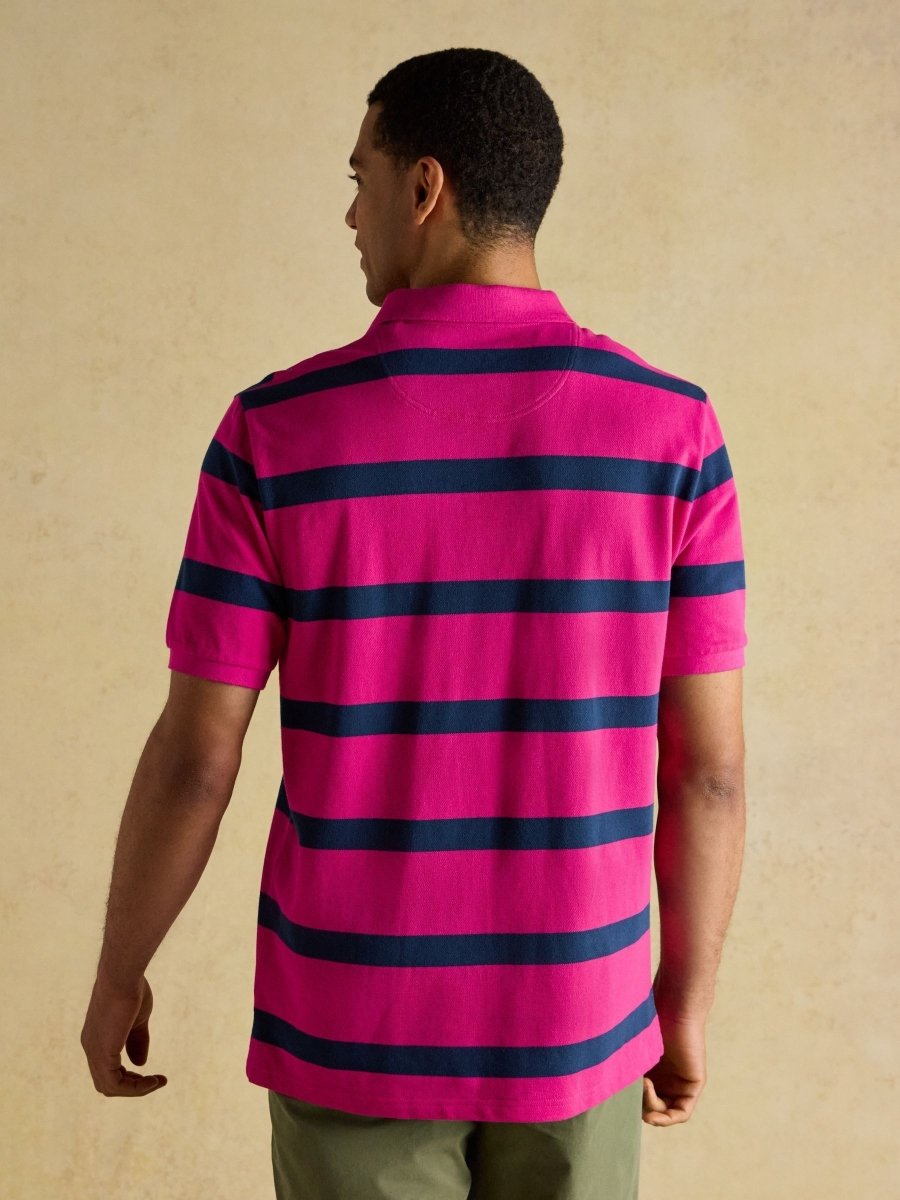 Woody Pink & Blue Striped Cotton Pique Polo Shirt - RUTHERFORD & Co