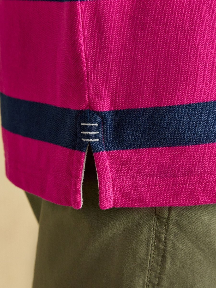 Woody Pink & Blue Striped Cotton Pique Polo Shirt - RUTHERFORD & Co
