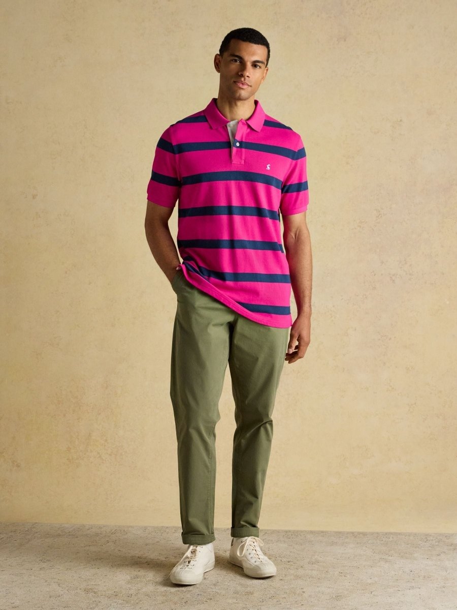 Woody Pink & Blue Striped Cotton Pique Polo Shirt - RUTHERFORD & Co
