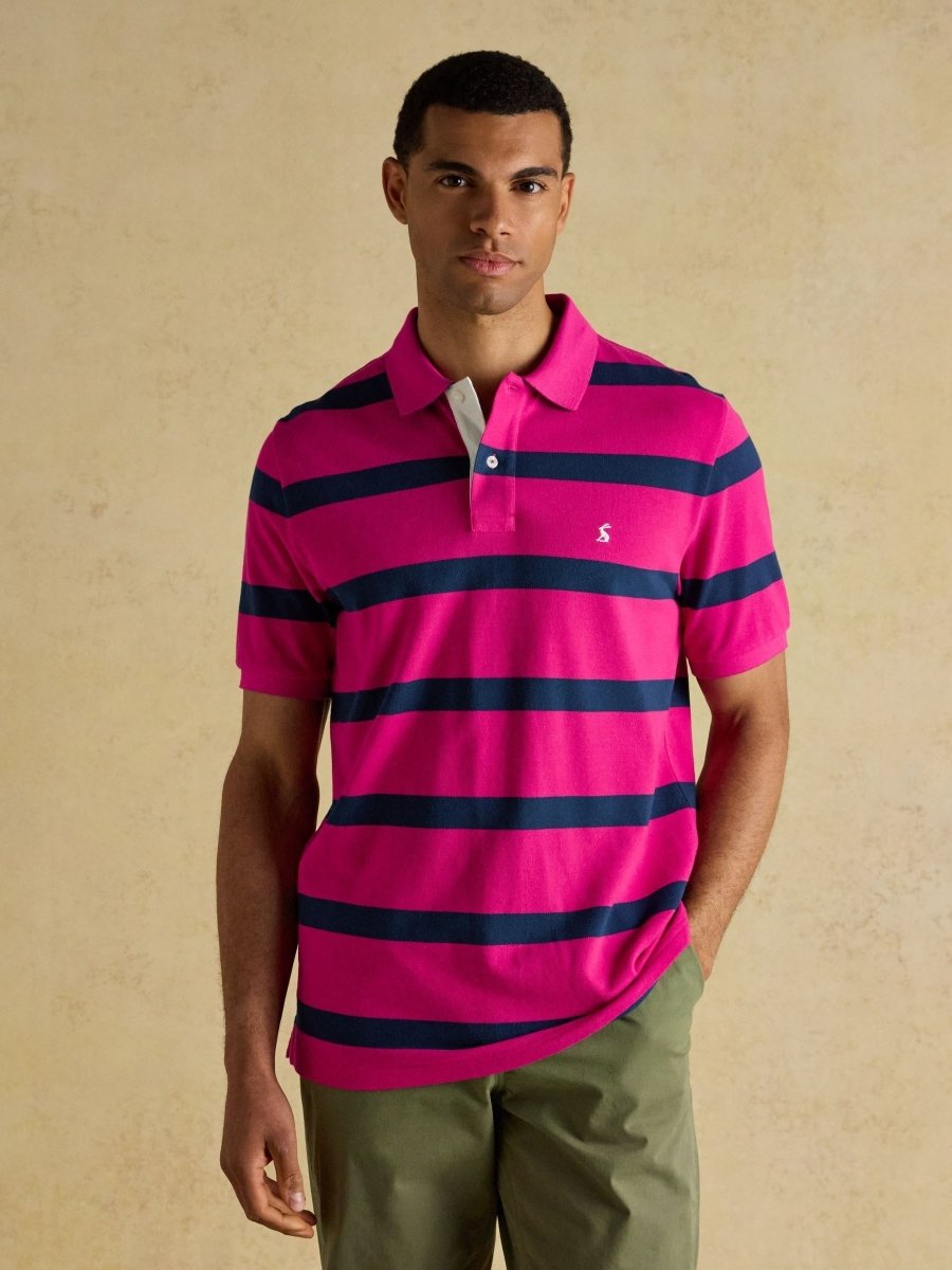 Woody Pink & Blue Striped Cotton Pique Polo Shirt - RUTHERFORD & Co