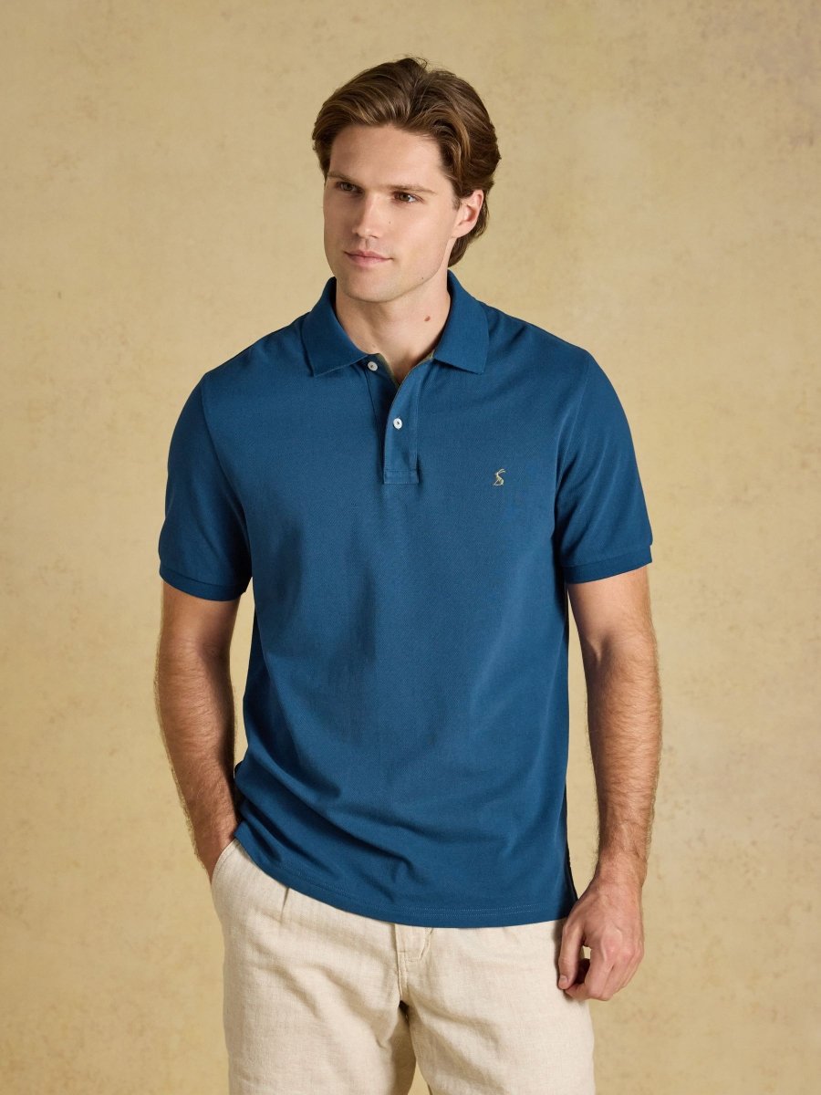 Woody Teal Blue Cotton Pique Polo Shirt - RUTHERFORD & Co
