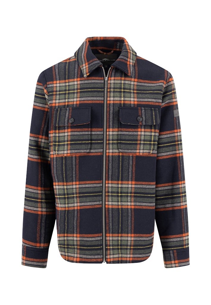 Wool check overshirt RWS - Dark Navy - RUTHERFORD & Co