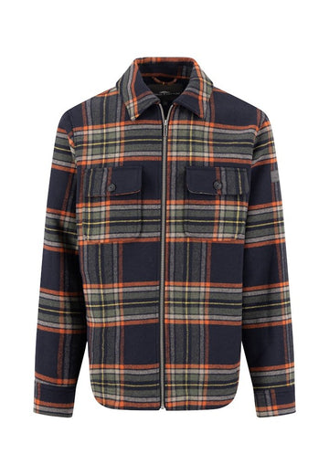 Wool check overshirt RWS - Dark Navy - RUTHERFORD & Co