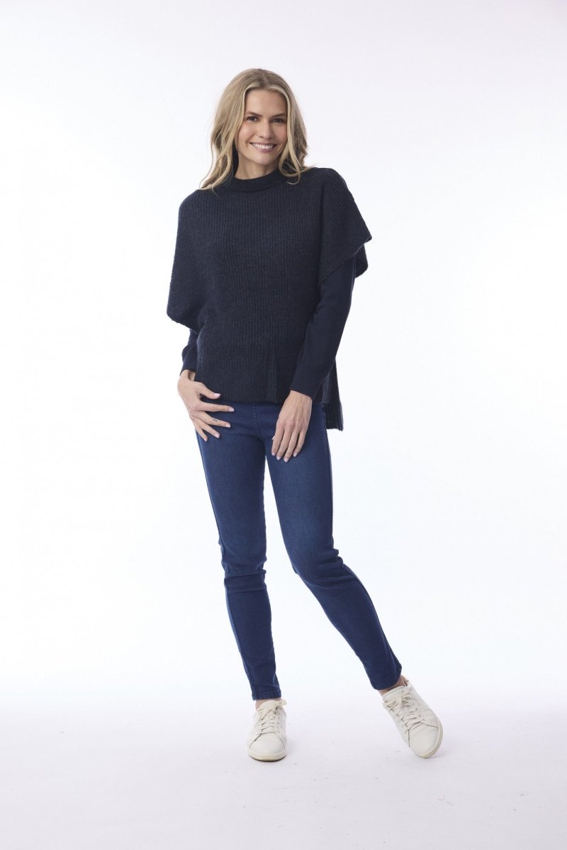 Wool Knit Jumper Boxy - Navy - RUTHERFORD & Co