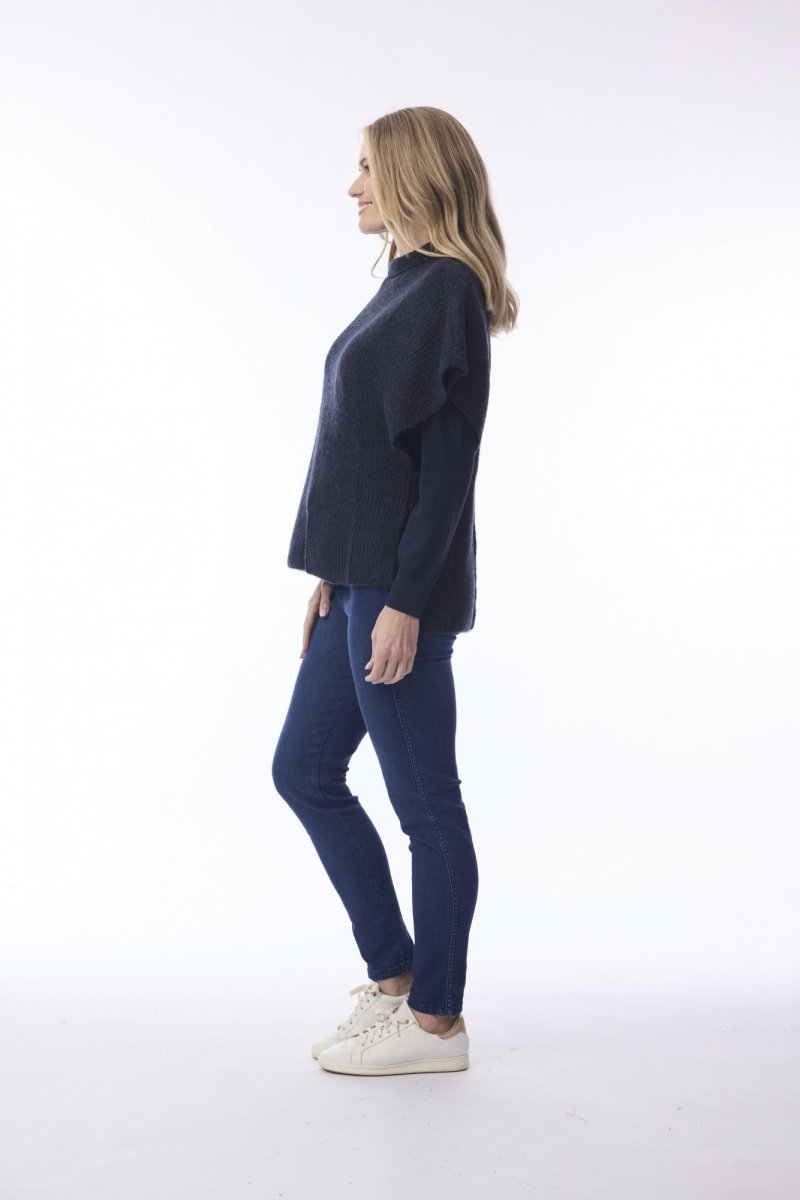 Wool Knit Jumper Boxy - Navy - RUTHERFORD & Co